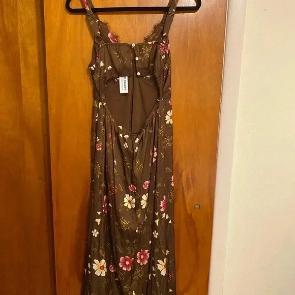 Old Navy Lace-Trimmed Satin Dress Floral Shift Dress, Women Size Medium - Picture 2 of 5